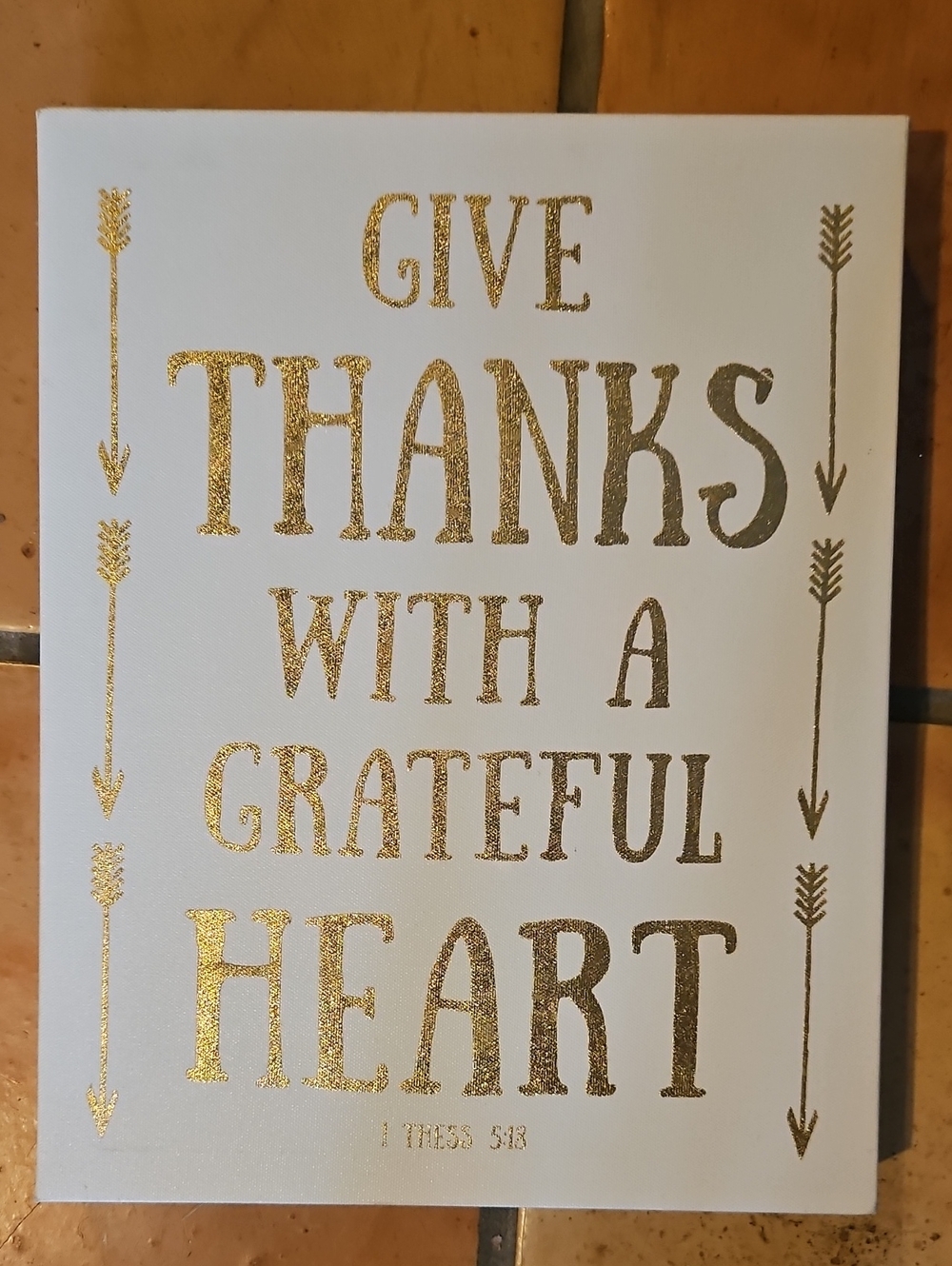 Gold "Give Thanks With a Grateful Heart" Wall Art by